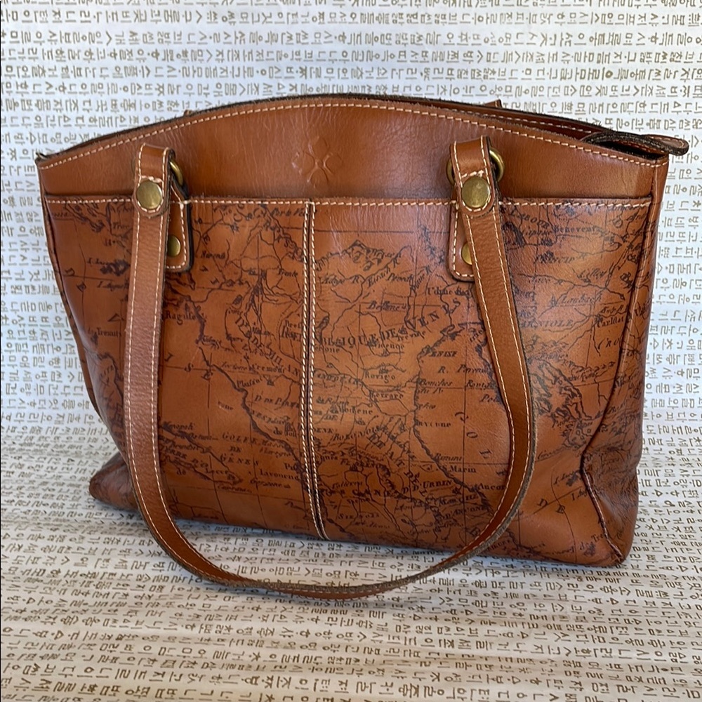 Structured Brown Leather Tote with Embossed Design